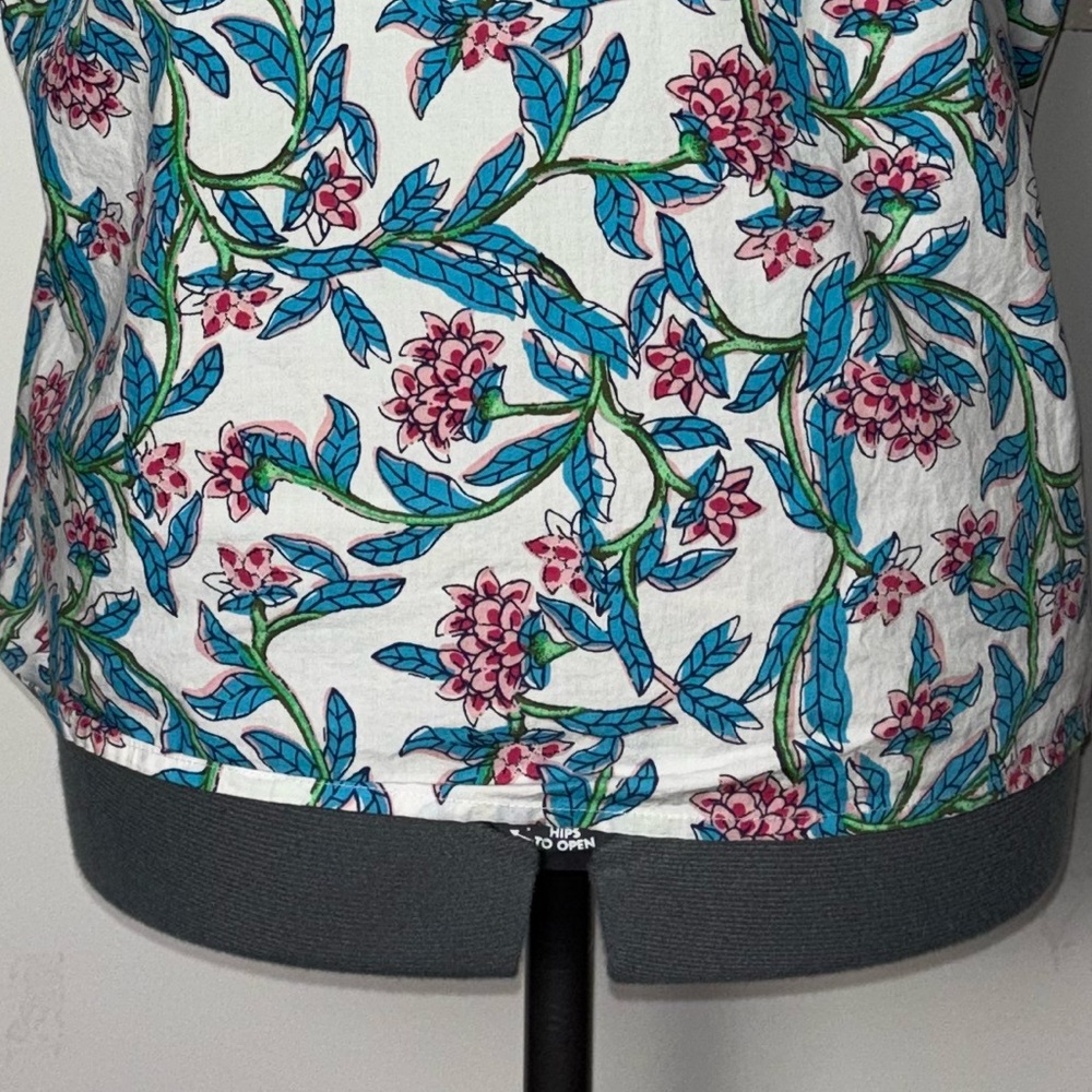 J. Crew Puff-sleeve Top Women's Size Large in Pink/blue floral Print 100% cotton - Picture 16 of 16